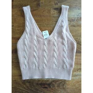 Double Zero Women’s Shirt Tank Top VNeck Cropped Sweater Size Small NEW NWT pink